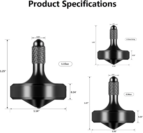 Miniatura 2 de Exquisita parte superior giratoria de metal, juguete para ansiedad de acero inoxidable muy bien mecanizado, equilibrio perfecto durante más de 9