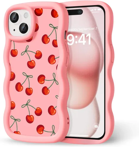 Miniatura 97 de Compatible con iPhone SE/8/7 Funda para Mujeres y Niñas, Marco Ondulado Rizado con Patrón Lindo, Estética Delgada Suave Silicona TPU Parachoques