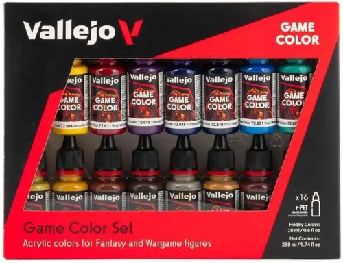 Vallejo - Set de Colores de Juego Avanzado | Set Avanzado para Figuras de Fantasía y Juegos de Guerra | 16 Botellas x 18 ml (0,60 fl.oz.)