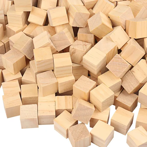 Miniatura 3 de 500 paquetes de bloques de madera para manualidades, cubos de madera de pino de 0.8 pulgadas, cubos de madera de 2 x 2 x 2 cm para pintar, sellar