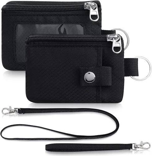 Miniatura 45 de Artpaxy Cartera minimalista para hombres y mujeres, llavero con bloqueo RFID, con cremallera, pequeña cartera con ventana de identificación, 2