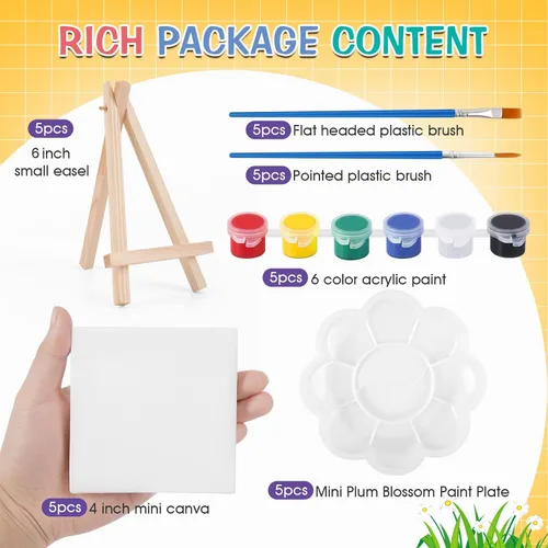 Miniatura 2 de ESRICH 5 Set Mini Kit de Pintura Acrílica, Kit de Pintura en Mini Lienzo, Regalos para la Fiesta de San Patricio, Lienzo de 4 * 4 Pulgadas