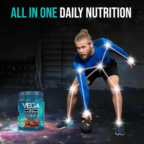 Miniatura 4 de Vega Organic All-in-One Proteína vegana en polvo sabor chocolate 9 porciones, ingredientes de superalimento, vitaminas para apoyo inmunológico