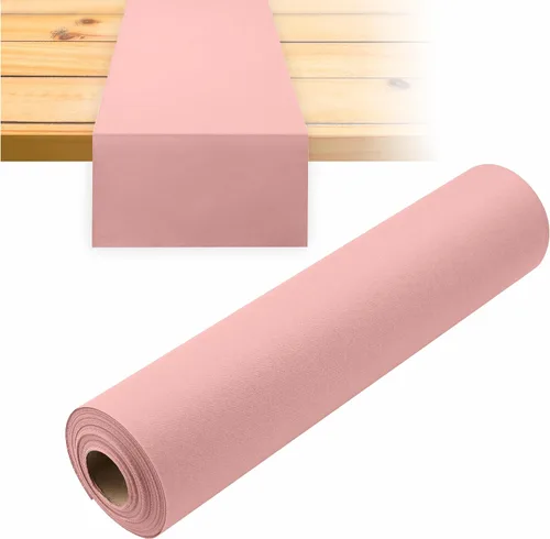 Miniatura 3 de Camino de mesa desechable para mesa de comedor, 16 pulgadas, paquete de 20 caminos de mesa de papel rosa similar al lino para fiestas, bodas