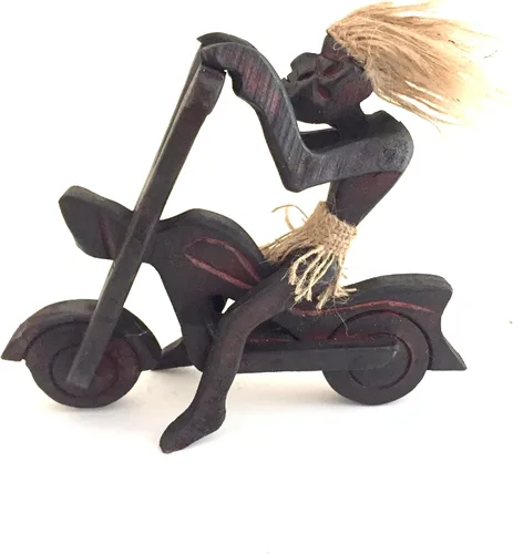 Miniatura 3 de OMA Estatua primitiva de Tiki Man tocando tambores Tiki Bar Estatua tribal Decoración del hogar, marca única, federal (TM)