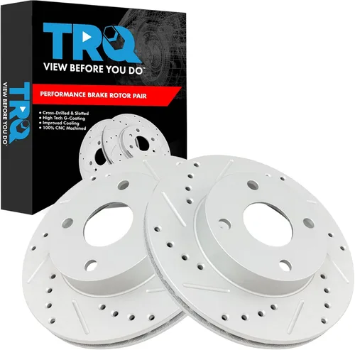 Miniatura 354 de TRQ Juego de rotores de freno de rendimiento trasero con revestimiento G premium compatible con Mazda 6 2014-2021