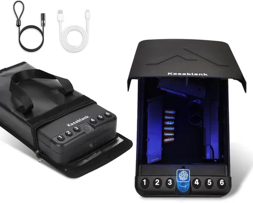 Miniatura 8 de Pistola, caja fuerte portátil de viaje para armas de fuego, caja fuerte para pistola, caja fuerte para armas de fuego en el automóvil con cerradura