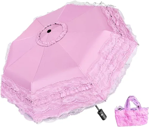 Miniatura 6 de WENDIN Sombrilla de encaje plegable vintage Paraguas gótico lluvia Anti-UV protección de encaje parasol cúpula Foto Props niñas sombrilla paraguas