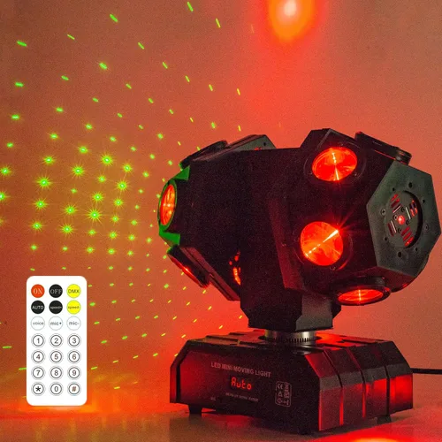 Miniatura 5 de Luz de cabeza móvil para DJ con haz giratorio, luz de escenario, activada por sonido, DMX512, perfecta para DJ, KTV, discoteca, fiesta, boda