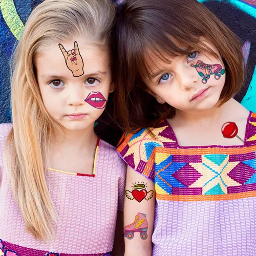 Miniatura 4 de CHARLENT 148 tatuajes temporales temáticos de los años 90 y 80 para niños, tatuajes individuales retro para niños y niñas, regalos de fiesta