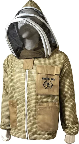 Miniatura 8 de Brutul Bee - Chaqueta ventilada de apicultura de 3 capas de protección completa para apicultores, chaqueta ultraligera con velo de esgrima