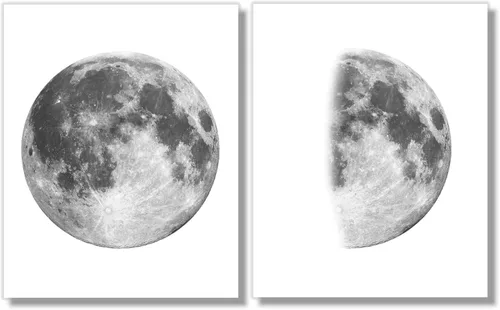 Miniatura 3 de Impresiones artísticas de fases lunares – Decoración de dormitorio – Arte de pared gris – 8 x 10 pulgadas (juego de 5) – sin marco