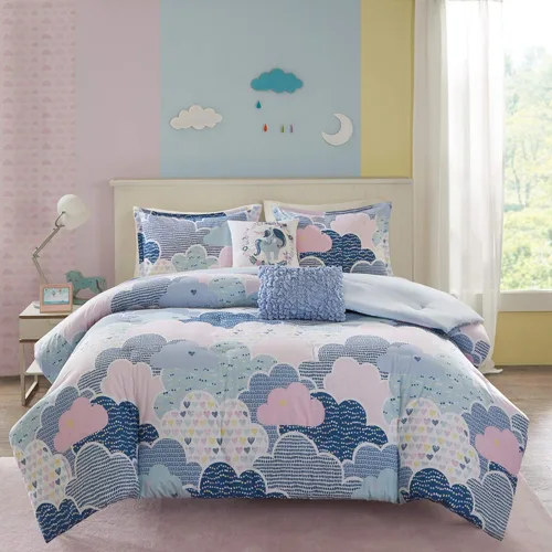 Miniatura 4 de Intelligent Design Edredón para niños, vibrante, divertido y juguetón con estampado de unicornio alternativo para todas las estaciones, juego