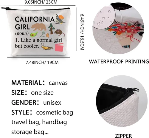 Miniatura 6 de XYANFA Bolsa de maquillaje de California, regalo de viaje de California, regalo de vacaciones, regalo de niña de Cali, regalo temático