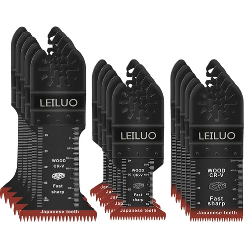 LEILUO – Juego de 15 hojas oscilantes con dientes japoneses de aleación CRV para herramienta multifunción, ideales para cortar madera; incluye hojas