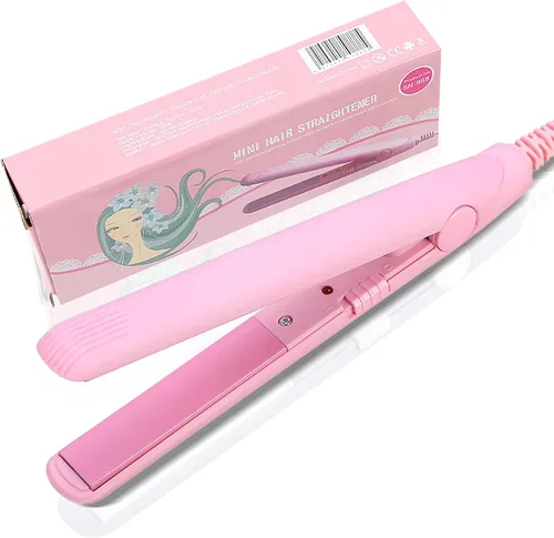 Mini plancha plana 2 en 1, mini plancha de pelo de 4 colores, plancha plana de cerámica turmalina de belleza, rizador de calefacción para salón