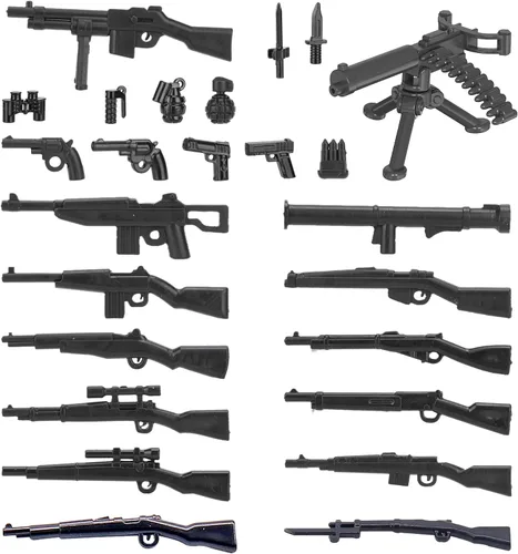 Miniatura 9 de 38 Piezas Paquete de Armas Militares de la Segunda Guerra Mundial, Accesorios de Armas Estilo Soldado, Juegos de Armas del Ejército Juguetes