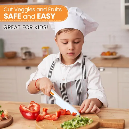 Miniatura 5 de Zulay - Juego de cuchillos infantiles de 3 piezas para cocinar y hornear reales, cuchillos para niños pequeños para cortar frutas, verduras