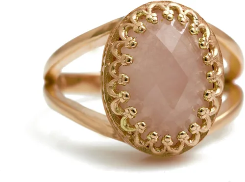 Miniatura 4 de Precioso anillo de cuarzo rosa con banda rellena de oro rosa de 14 quilates – Anillo apilable atemporal para cumpleaños, aniversarios y otras