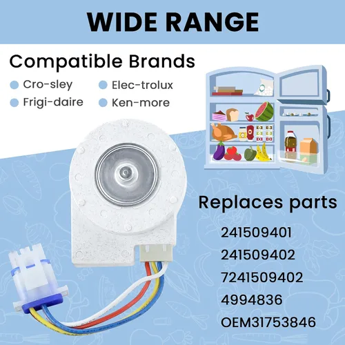 Miniatura 4 de 241509402 Motor de ventilador evaporador para refrigerador por AMI PARTS-Reemplaza PS1526073 AP3958808 AH1526073 EA1526073 1196443 241509401