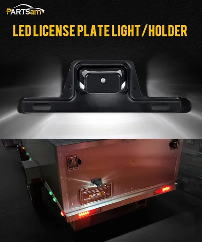 Miniatura 2 de Partsam Luz LED para matrícula, impermeable, 12 V CC, luz de etiqueta de licencia con soporte, orificio de drenaje, montaje de soporte de acero