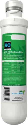 AQUATICLIFE 330375 - Cartucho de repuesto de filtro de membrana de ósmosis inversa 100 GPD TFC RO para sistema de filtro de agua de desionización de