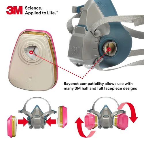Miniatura 7 de 3M - Respirador reutilizable de cara completa 6800, NIOSH, protección ocular de alto impacto ANSI, M + cartucho respirador 3M P100/filtro 60926