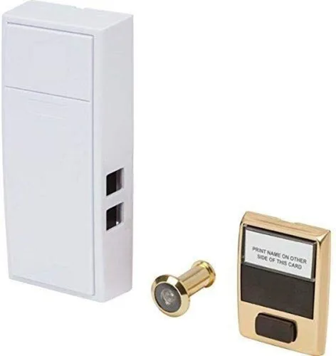 Miniatura 6 de Newhouse Hardware MCHBV - Timbre mecánico inalámbrico de dos notas y botón de puerta con visor integrado, tamaño único, blanco/latón