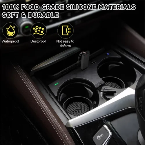 Miniatura 5 de Ohleats 2 unidades de posavasos para tazas de coche, 2.75 pulgadas de silicona antideslizante, portavasos para automóvil, universal, con ranura