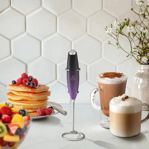 Miniatura 548 de Zulay Milk Boss Espumador de leche potente manual, hace espuma para latte, batidor para mezclar bebidas, café, miniespumador para capuchino, frappé