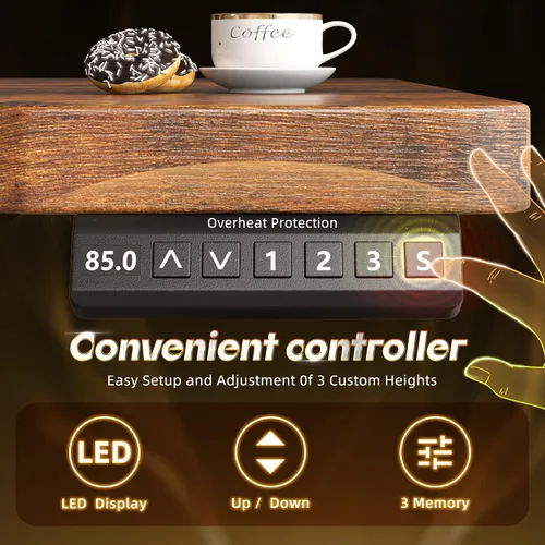 Miniatura 8 de EnHomee Escritorio para juegos con luces LED, escritorio de computadora eléctrico ajustable de altura de pie con 3 memorias preestablecidas