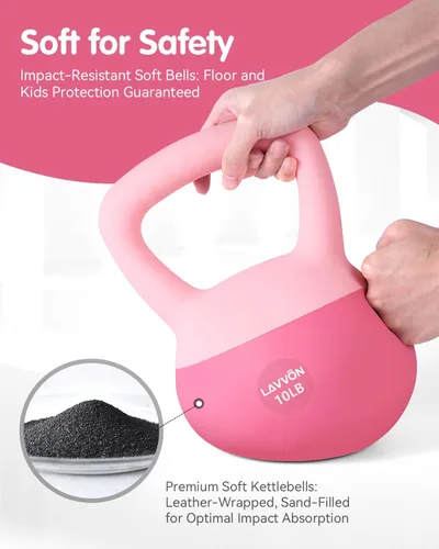 Miniatura 2 de Soft Kettlebell - Cushioned Impact-Resistant Base and Anti-Slip, Kettle bell Anti-Slip Grip Weight for Home Workouts, Safe Strength Training Rosa