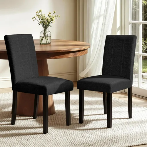 Miniatura 45 de CHUN YI Juego de 4 sillas de comedor tapizadas de piel sintética con ribete de cabeza de clavo y patas de madera, sillas laterales Parsons modernas