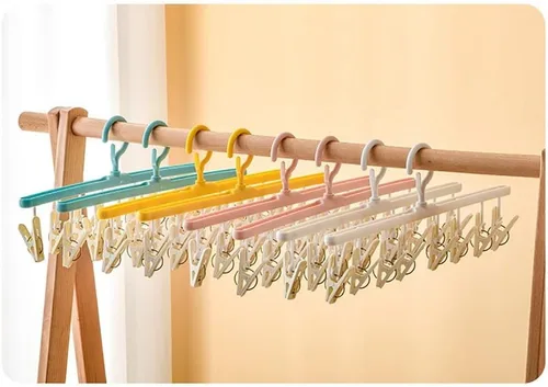 Miniatura 5 de gofidin Paquete de 2 soportes para calcetines de secado a prueba de viento, multiclip, para dormitorio, colgar ropa, ropa interior, calcetines