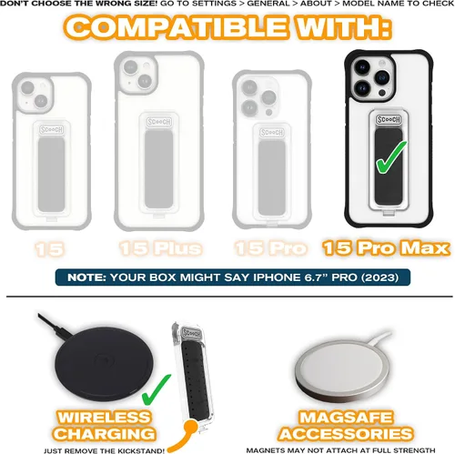 Miniatura 5 de Scooch® para iPhone 15 Pro Max Funda con Soporte, Funda Kickstand Wingman 5-en-1, Protección contra Caídas de Grado Militar, Kickstand Desplegable