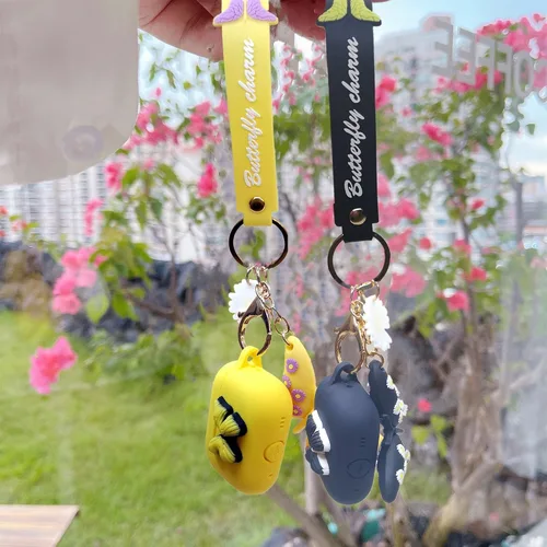 Miniatura 3 de Funda para Airpods Pro de 2ª generación 2022, bonito dije de mariposa 3D de dibujos animados de silicona suave, para mujeres, niñas, niños y Negro