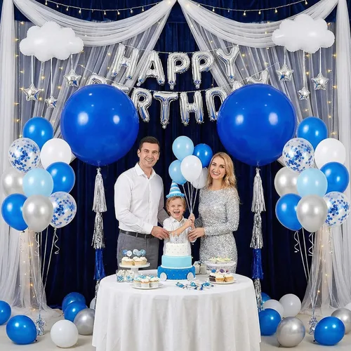 Miniatura 2 de LovesTown 4 unidades de globos gigantes de 36 pulgadas azul oscuro, globos de látex jumbo para decoraciones de boda, compromiso, graduación