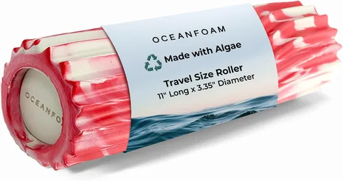 Oceanfoam Ripple - Rodillo de espuma de viaje (11 x 3.35 pulgadas), mini rodillo de espuma firme para terapia física, masaje de tejido profundo,