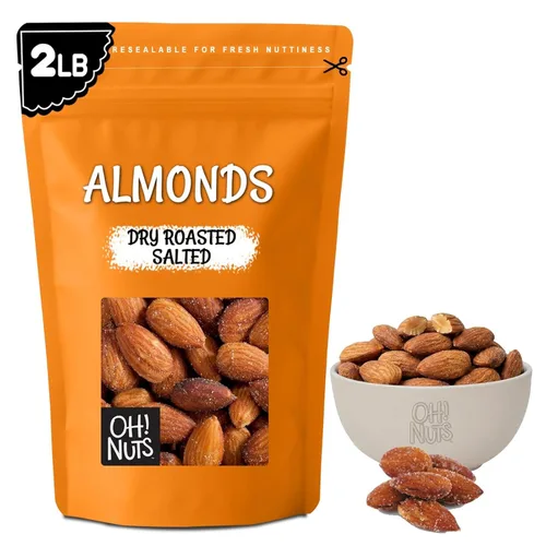Miniatura 9 de Oh! Nuts Almendras tostadas sin sal, 2 libras, empaquetadas en bolsa con cierre de cremallera de Nueva York para una frescura excepcional
