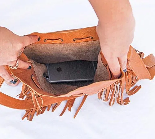 Miniatura 3 de Bolso Boho Round L Cuero Real Monedero Fringe Bolsos Bohemios