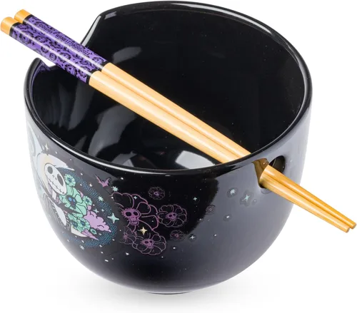 Miniatura 11 de Silver Buffalo Disney Lady and the Tramp Eating Noodles Chinese Love - Cuenco de ramen de cerámica con palillos, apto para microondas, 20 onzas