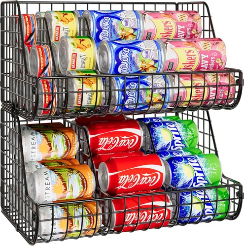 Miniatura 8 de Organizador apilable de latas de soda que almacena hasta 72 latas, paquete de 4 organizadores de almacenamiento de latas para estantes de despensa