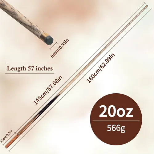 Miniatura 6 de Kmise 57 inch Pool Cue, 19oz Cue Stick with 9.5mm Professional Tip, Handcraft, Made of Chacate Preto Wood, Bar or House Use for Men or Women, Pool