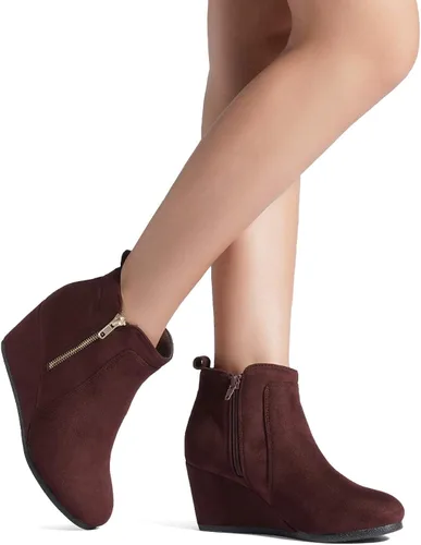 Miniatura 6 de DREAM PAIRS Women's Suede Low Wedges Ankle Boots