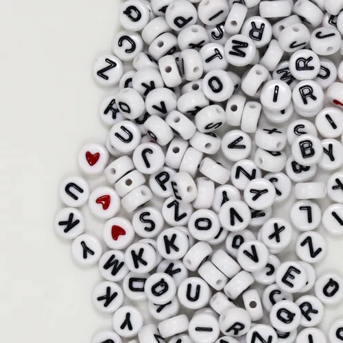 Miniatura 6 de 1450 cuentas de letras, kits de cuentas redondas de letras acrílicas de 0.16 x 0.27 pulgadas, cuentas del alfabeto, cuentas de la A a la Z y corazón