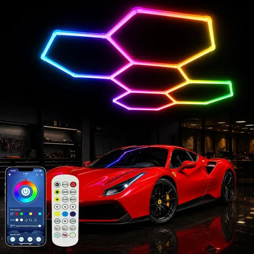 25Pack RGB Hexagon Lights,Music Sync 5Hex LED Hexagon Lights,RGB 358 Kinds of Changes Dimmable Speed-Adjustable DIY Color-Changing Lights Smart App