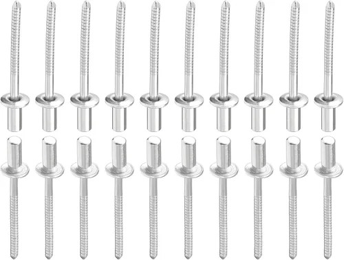 Miniatura 14 de DTGN Remaches ciegos de 0.126 in x 0.394 in (DxL) – Paquete de 50 – Bueno para la unión de maquinaria – Remache de extremo cerrado de cúpula