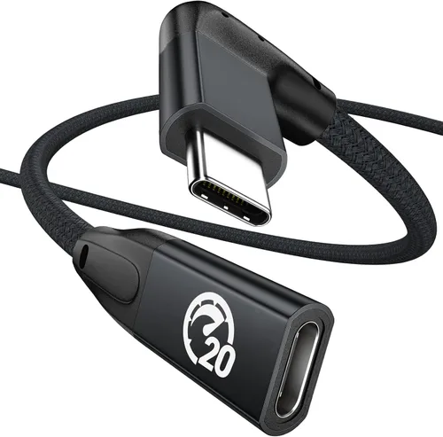 Miniatura 23 de UseBean Cable de extensión USB C en ángulo recto de 0.6 pies, 90 grados USB-C 3.2 Gen 2 20Gbps macho a hembra tipo C 4K cable extensor de video