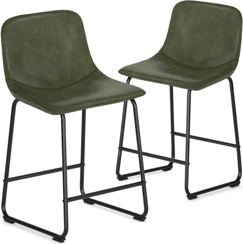 Miniatura 14 de TAVR Furniture Leathaire - Juego de 2 taburetes de tela con altura de mostrador, sillas de isla sin brazos, con capacidad para hasta 500 libras