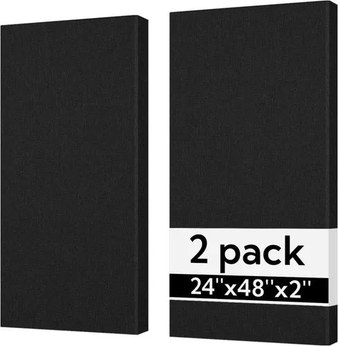 Olanglab Paneles Acústicos Absorbentes de Sonido para Pared, Paquete de 2, Paneles de Amortiguación de Sonido de Fibra de Vidrio de 2'' 24''x48'',